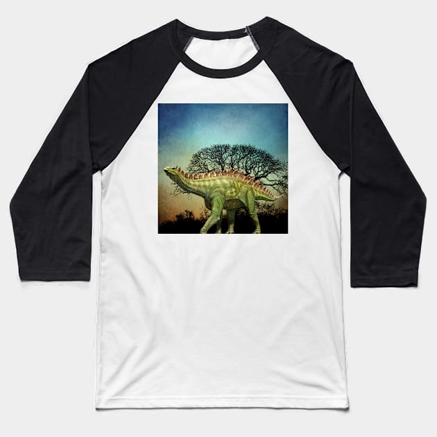 Dinosaur - Stegosaurus Baseball T-Shirt by JimDeFazioPhotography